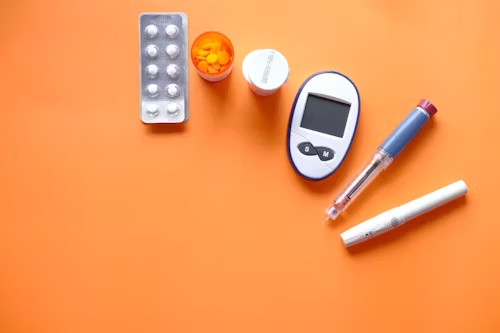 Items associated with diabetes - monitor and tablets